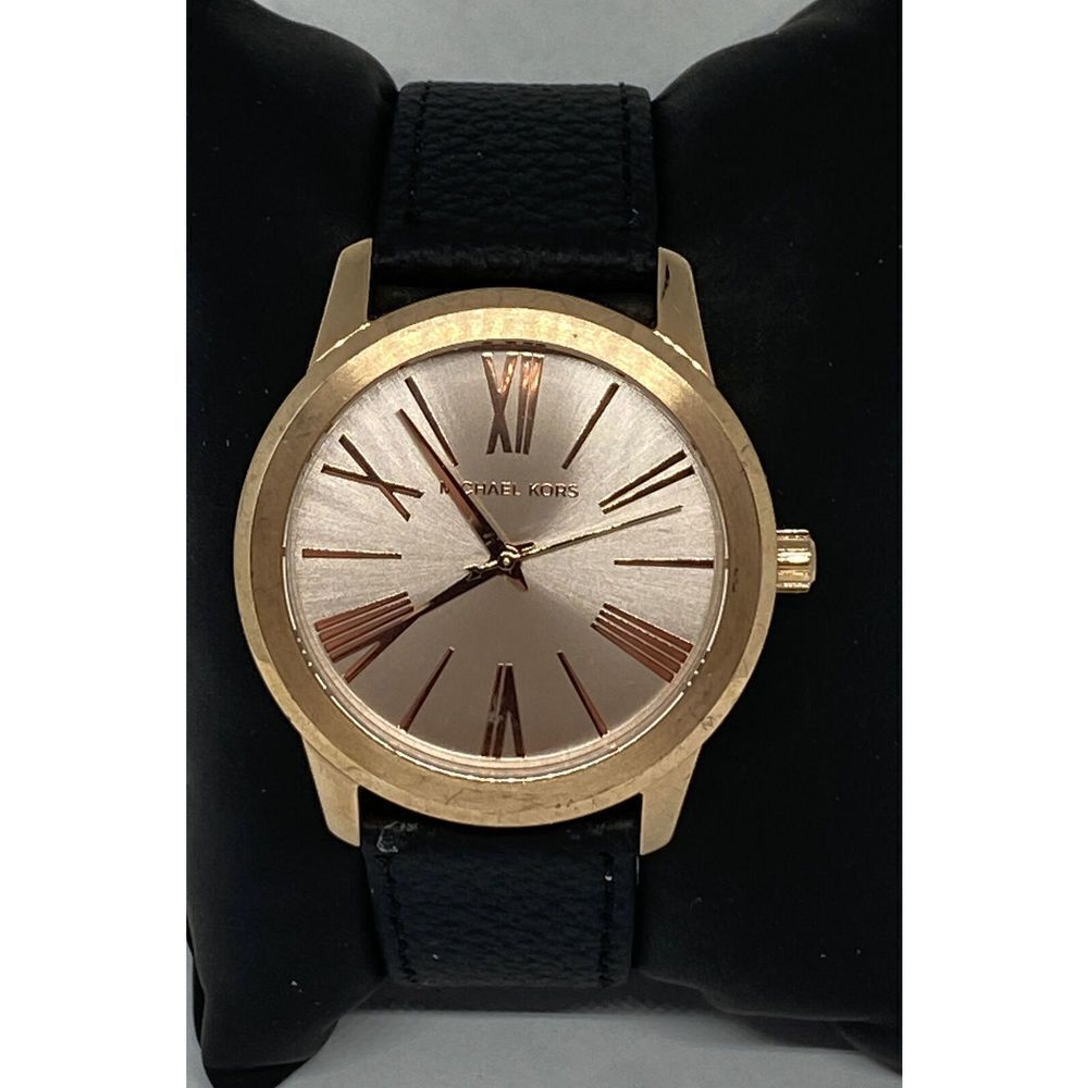 Michael Kors Hartman MK3491 Women's Black Leather Analog Dali Quartz Watch OP750